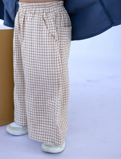 Cream Orange Check Pants