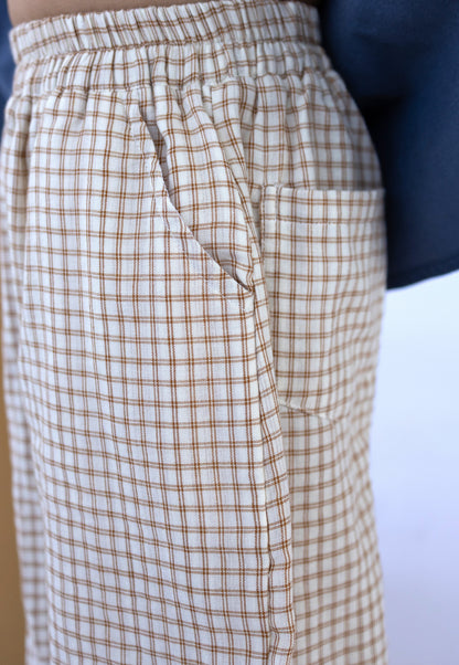 Cream Orange Check Pants