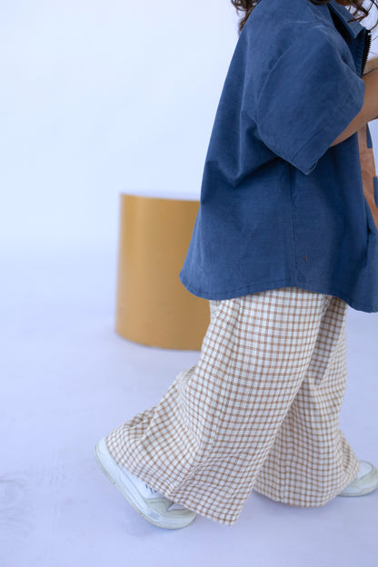 Cream Orange Check Pants