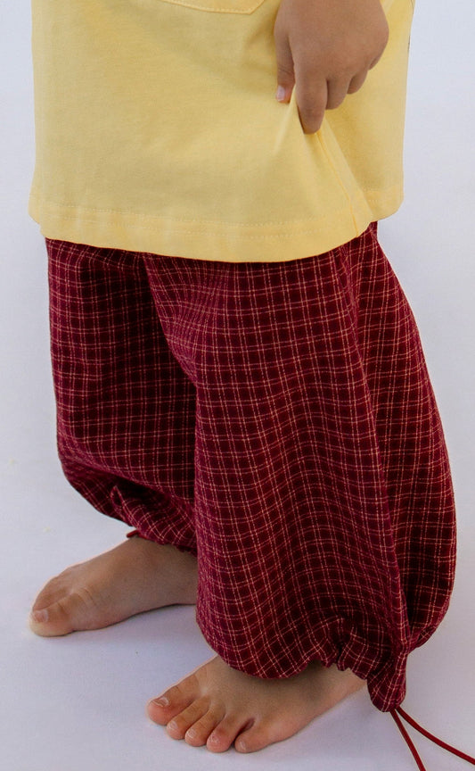 Red Check Balloon Pants